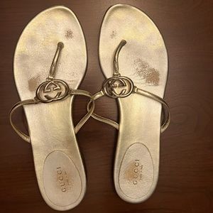 Gucci gold sandals 37 1/2